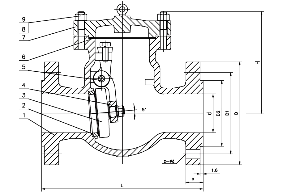 Swing check valve ANSI 150
