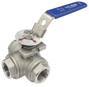 Ball valve L-port dengan tuas seperempat putaran