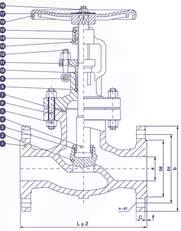 Gambar potongan globe valve JIS 10K SS316
