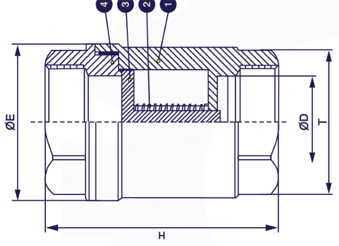 Gambar potongan spring check valve — seat logam