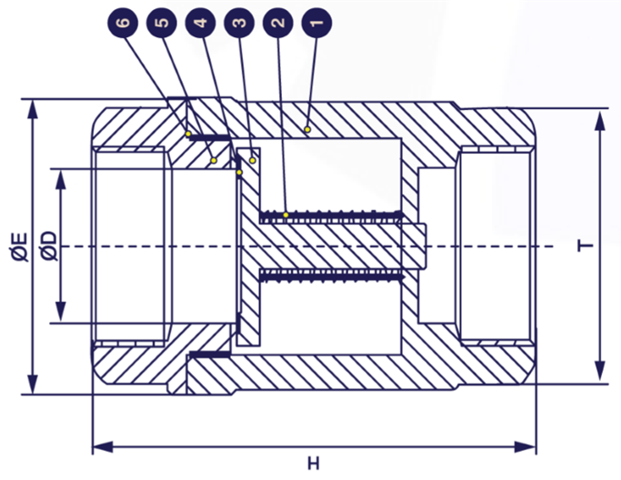 Gambar potongan Spring Check Valve