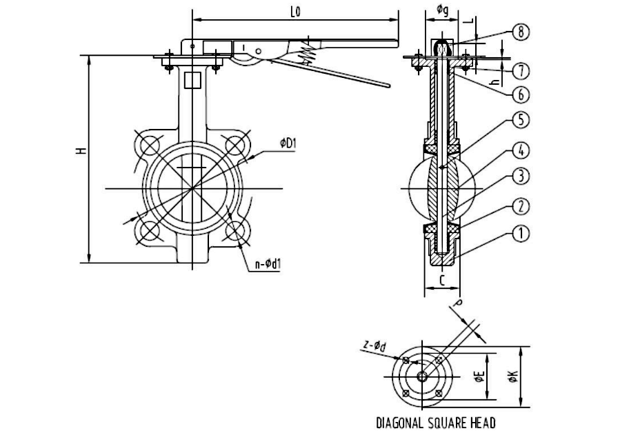Butterfly valve Wafer Cast Iron